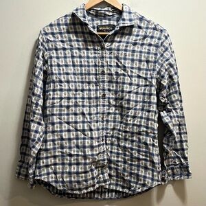 Woolrich Women's Medium White and Blue Floral Flannel Shirt